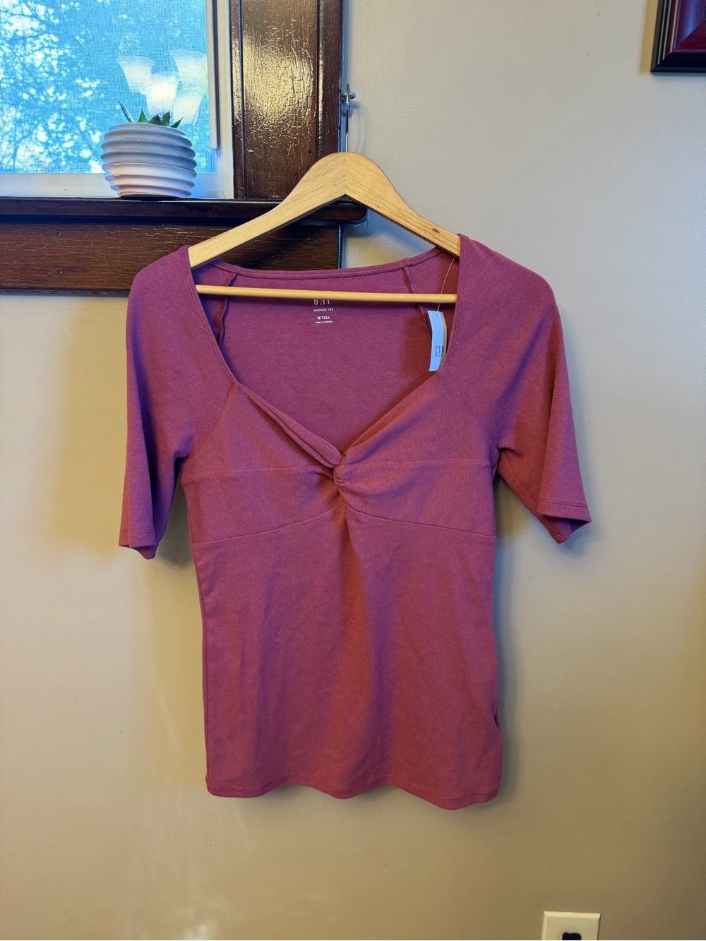 GAP Mauve Knot-Front Short Sleeve Tee